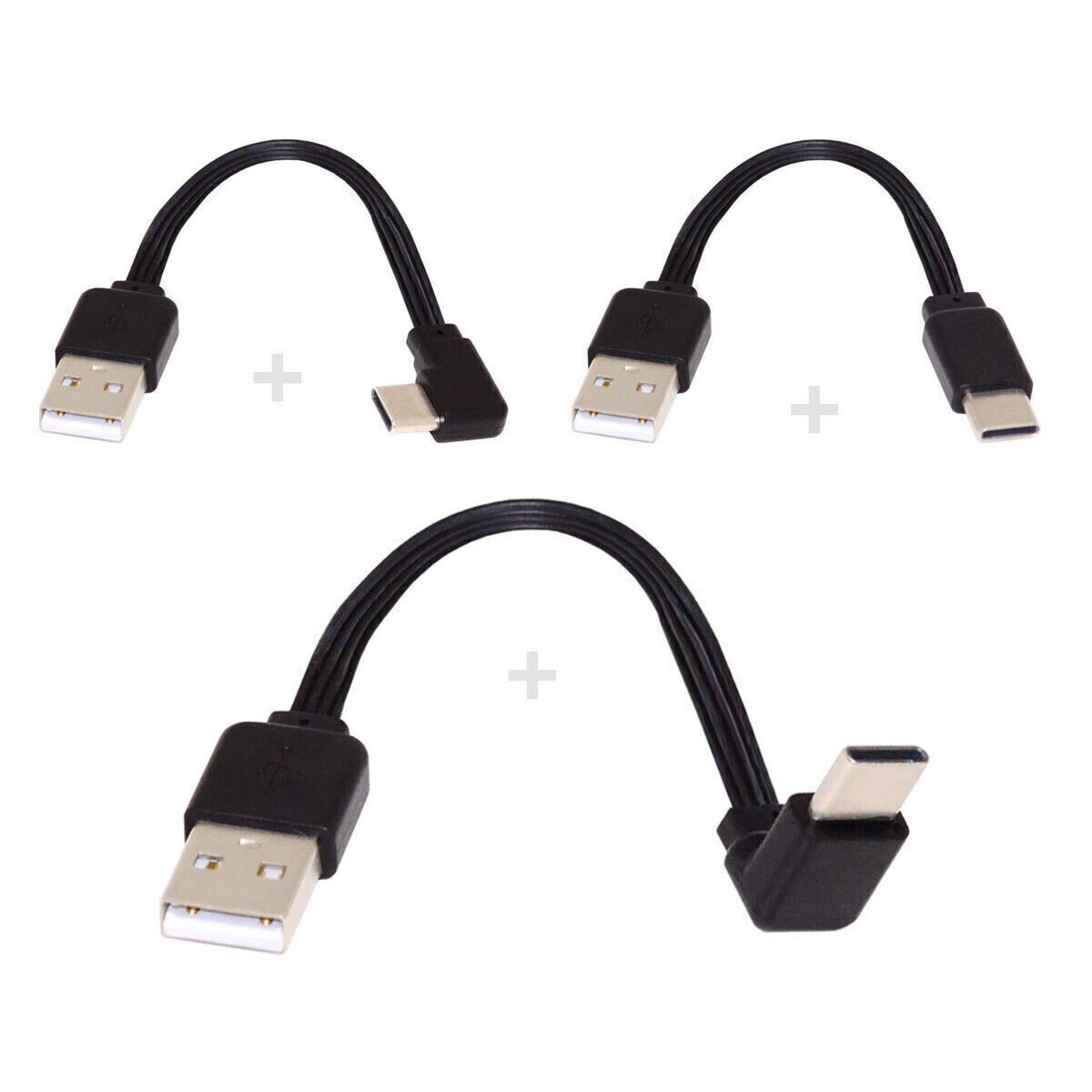 Jimier USB2.0 Type-A Male to USB-C Type-C Male Data Flat Slim FPC Cable 3Pcs/Set