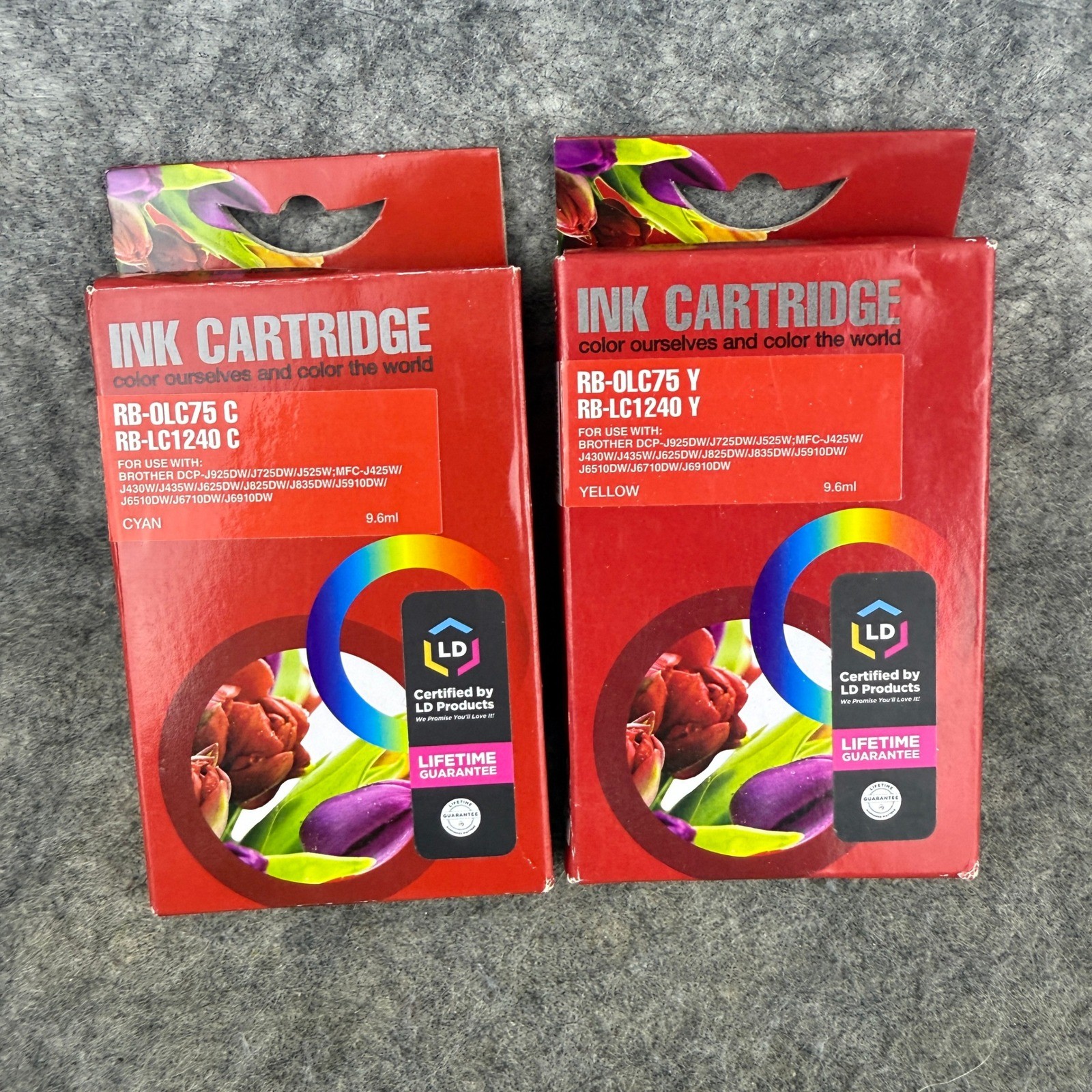 2 LD Products Ink Cartridges for Brother RB-LC1240 Cyan Yellow J825DW J625DW