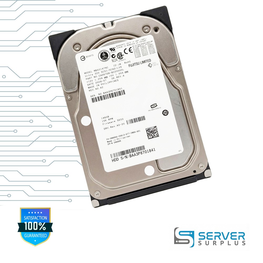 Fujitsu MBA3147NC 146GB SCSI 15K RPM 3.5 in Enterprise HDD | CA06708-B20300DL