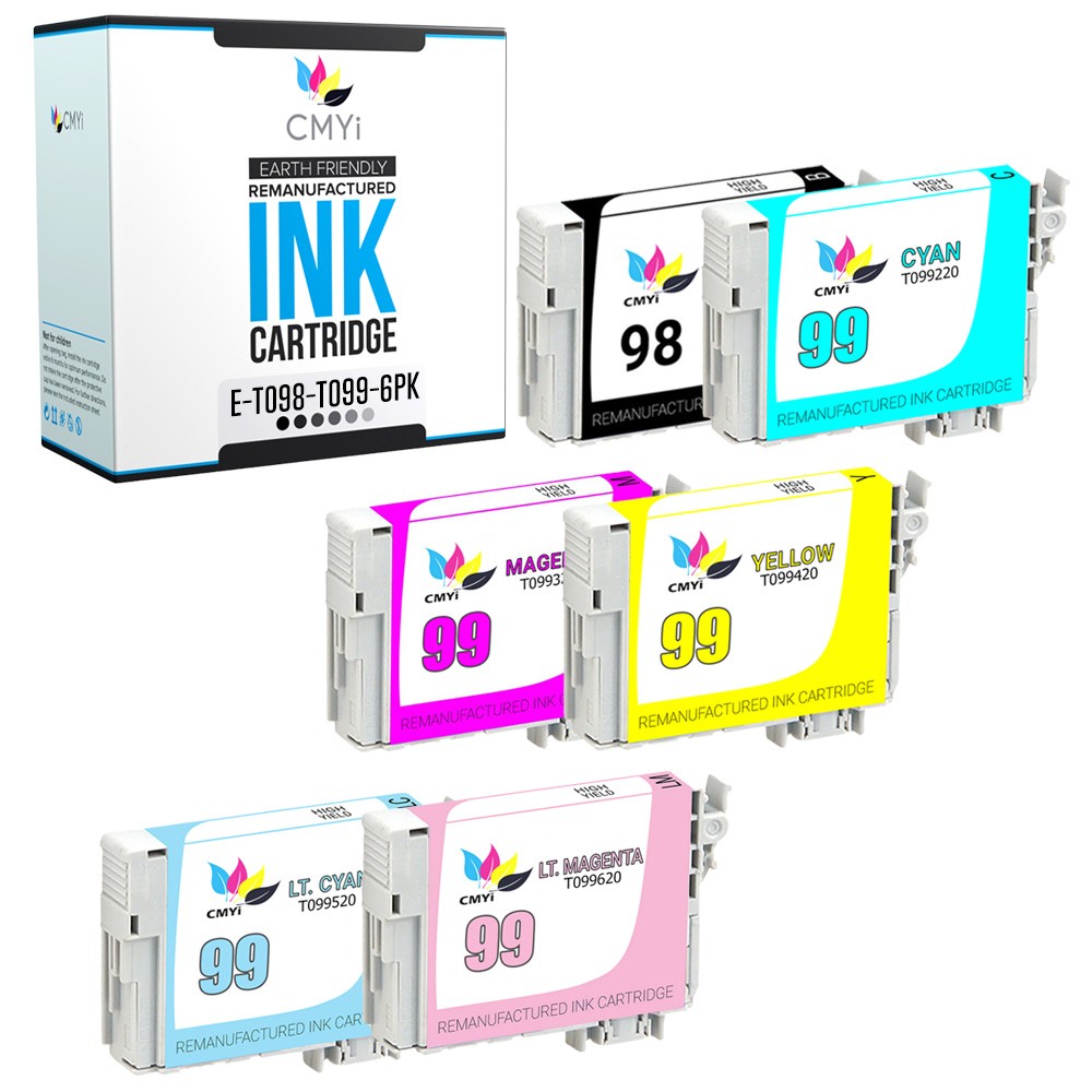 CMYi 6-Pack Replacement Epson 98 99 Combo Pack Ink for Artisan 835 837 700 710