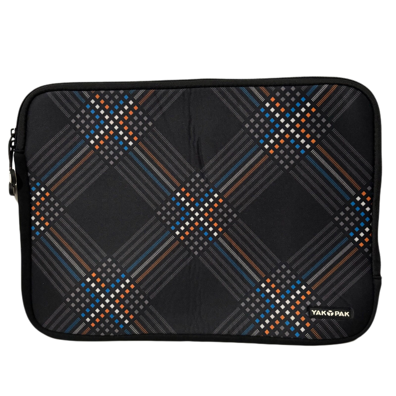 YakPak Laptop Neoprene Sleeve in Black Plaid Fits Up to 16 inch Laptop