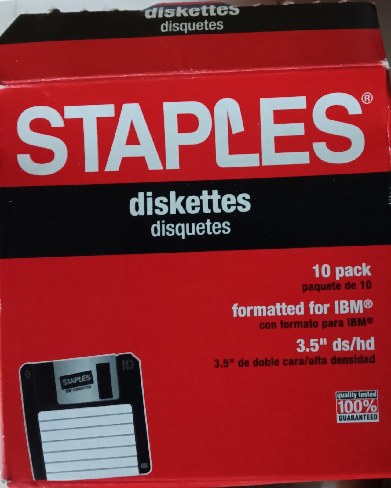 Vintage Staples 3.5 Floppy Diskettes, 9 DS/HD IBM 1.44MB Sealed 32321-US