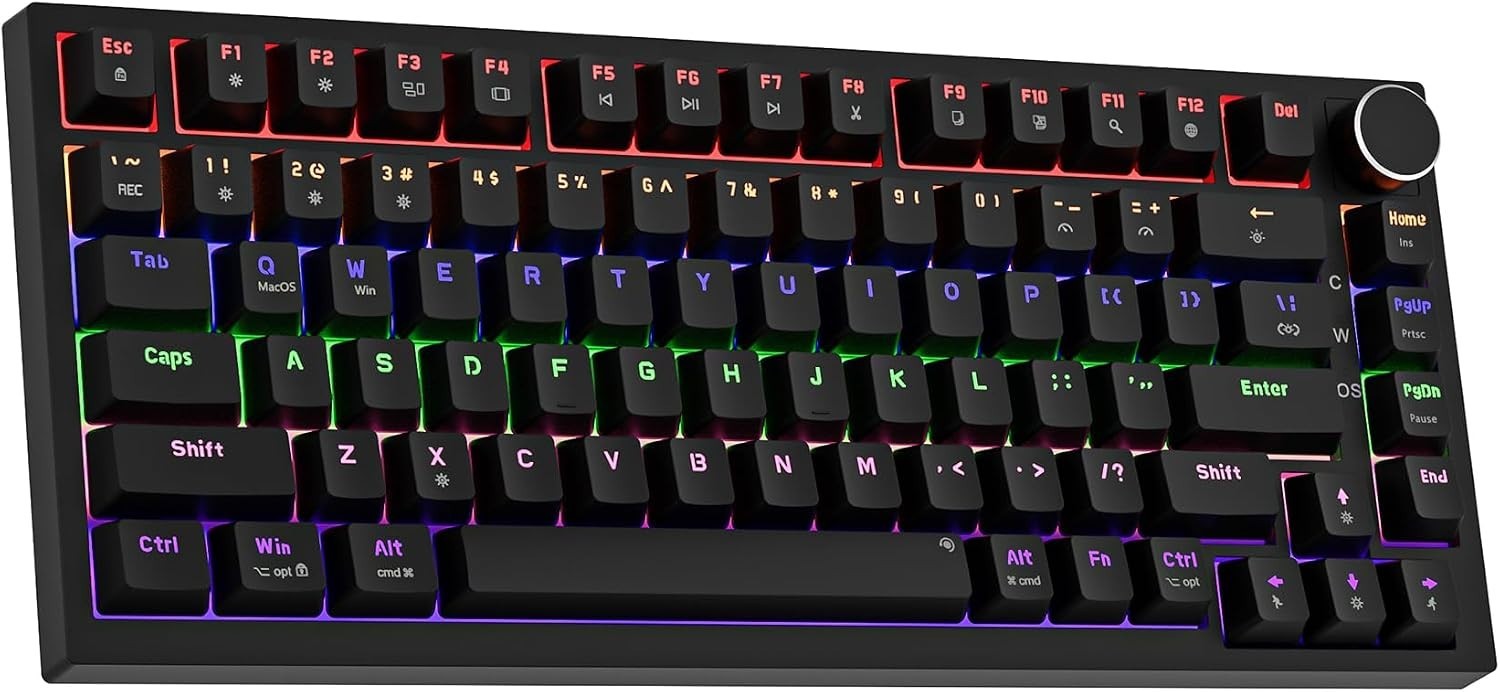 Mechanical Keyboard 75 Compact Percent Wired Backlit Hot Swappable Gaming Pc