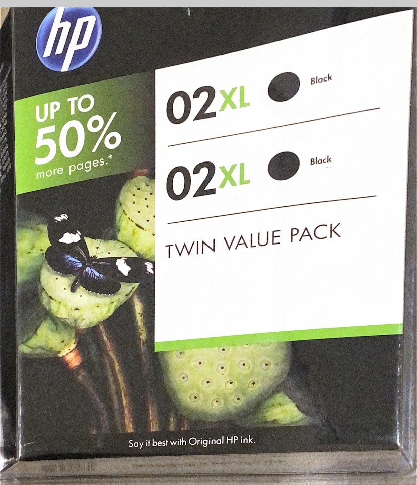 HP 02XL High Capacity XL Black Ink Cartridges Twin Value Pack - Exp APR 2013