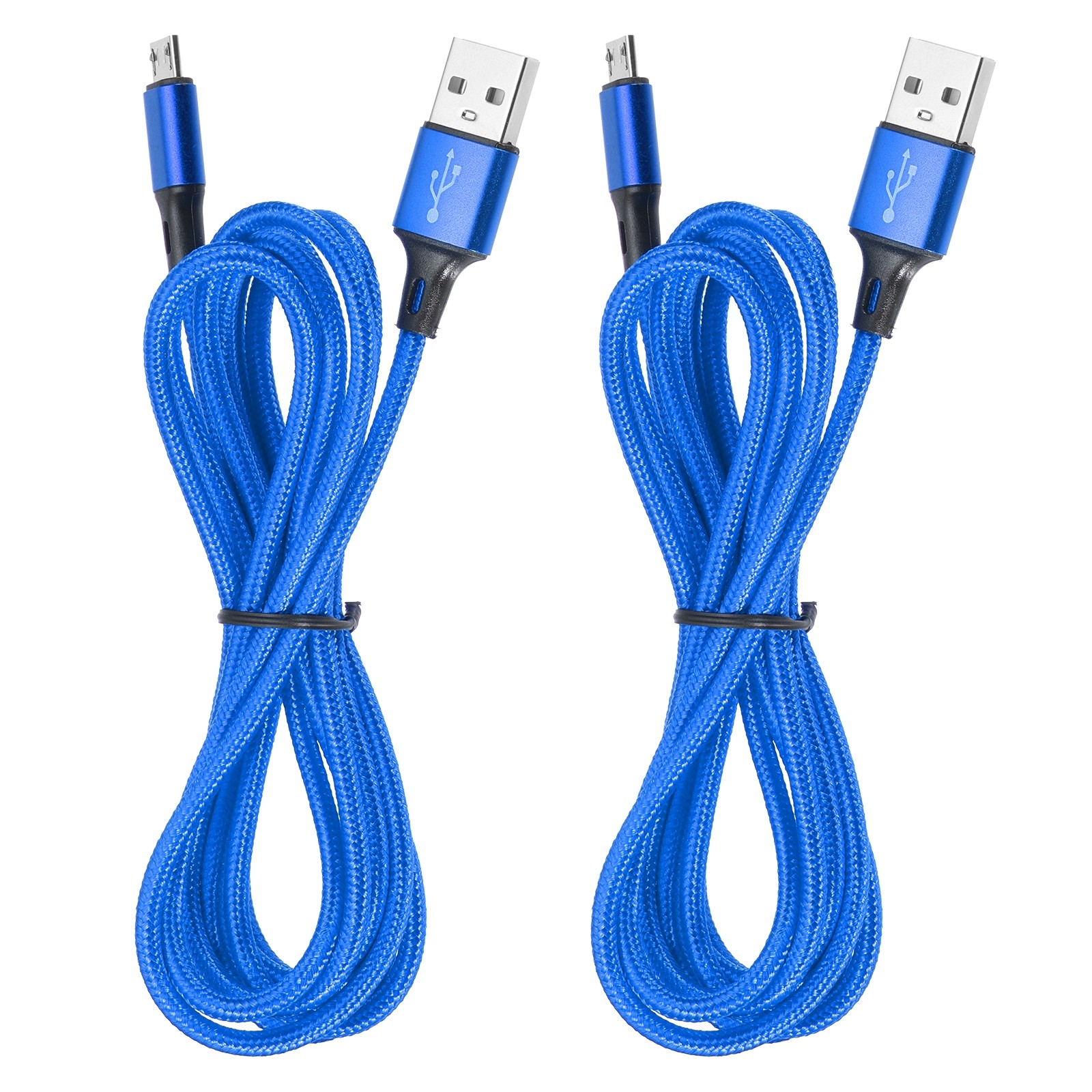 2Pcs Controller Charger Cable, 6Ft USB A to Micro USB Fast Charging Cable, Blue