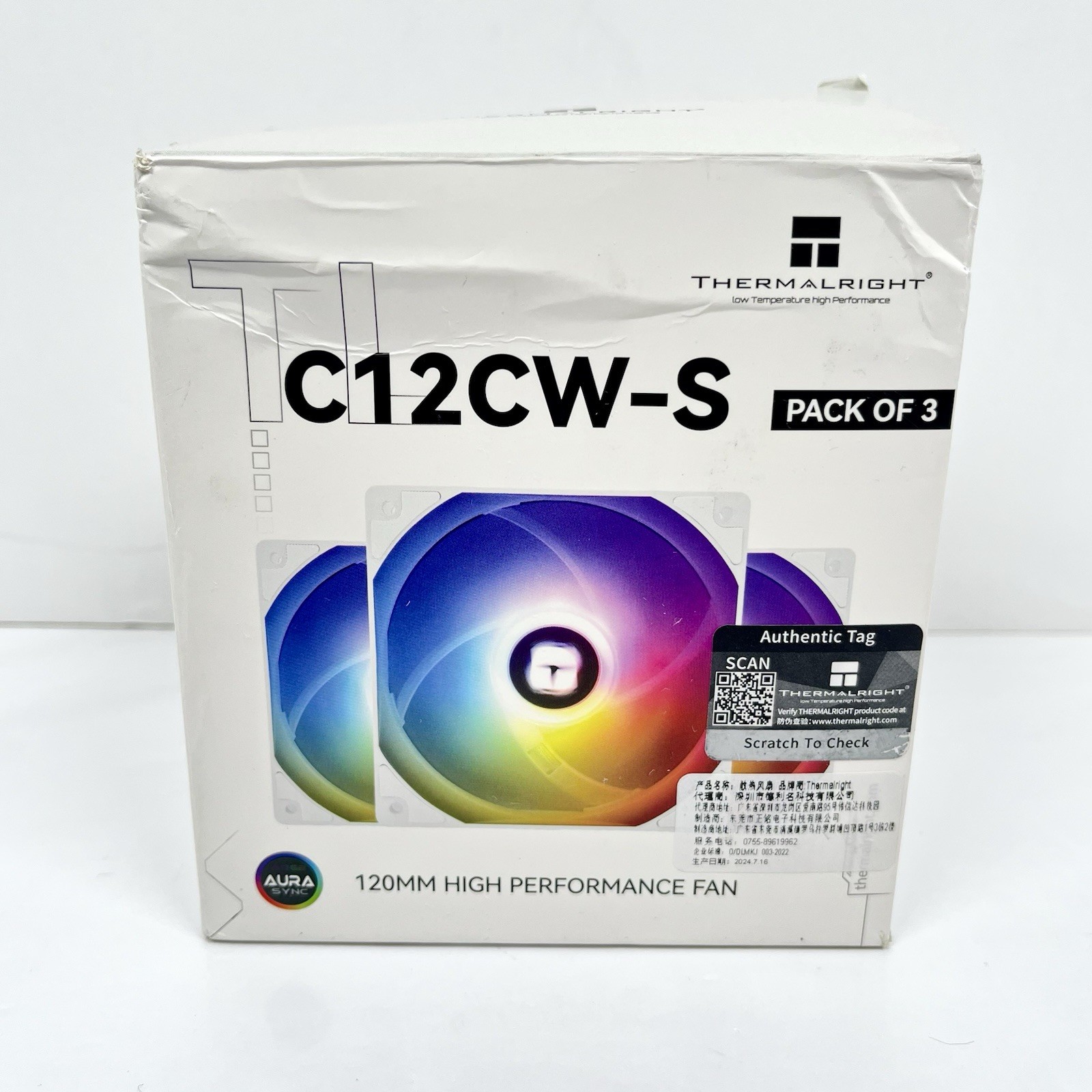 Thermalright TL-C12CW-S X3 120mm White ARGB PWM Case Fans 1550RPM - 3-Pack
