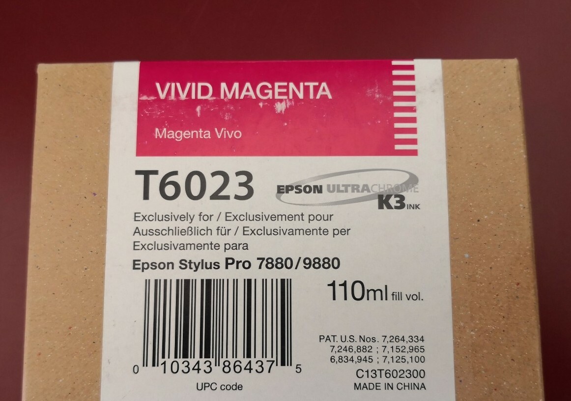 ONE NIB 10-2021 GENUINE EPSON T6023 VIVID MAGENTA 110ml INK 7880 9880