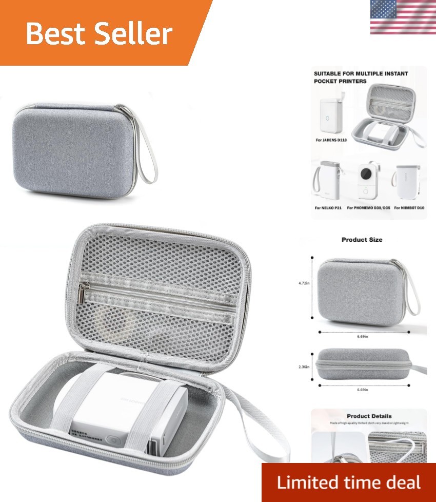 Protective Portable Label Maker Case - Lightweight and Stylish Grey Storage