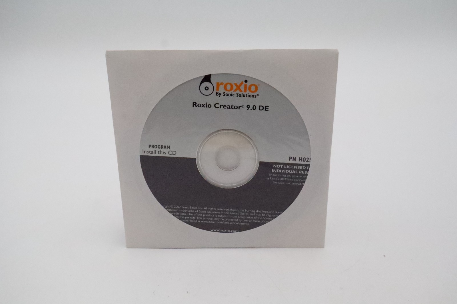 Roxio Creator 9.0 DE OEM Software CD Dell H026G Rev A00 2007 Sonic Solutions