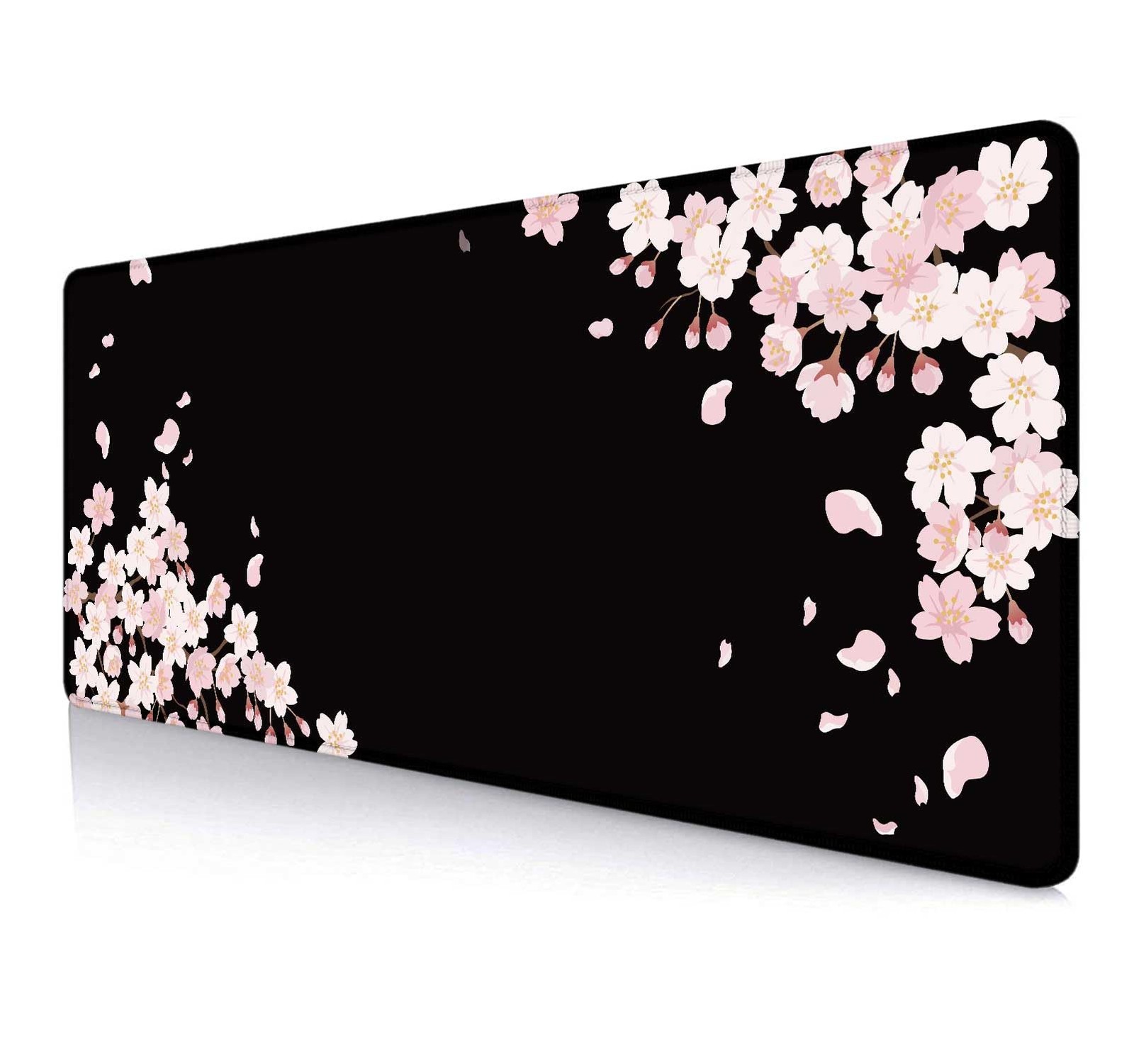 Sakura Japanese Desk Mat Cherry Blossom Large Gaming Mouse Pad Black Floral