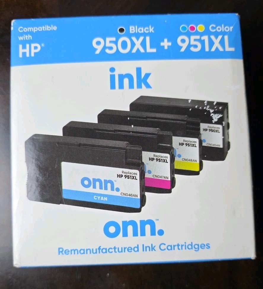 ONN INHPCL100014174 Ink Cartridges, HP 950XL Black & 951XL Color