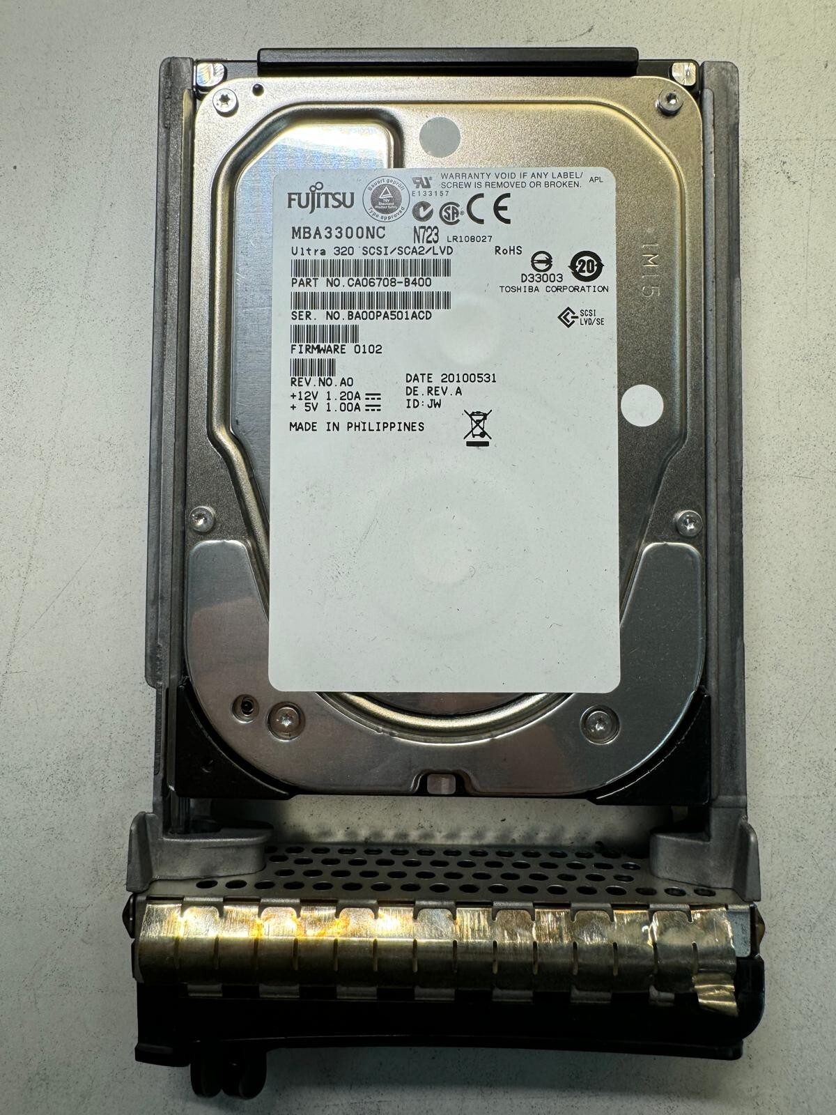 FUJITSU MBA3300NC CA06708-B400 300GB 15K RPM ULTRA 320 SCCI/SCA2/LVD 3.5" HDD