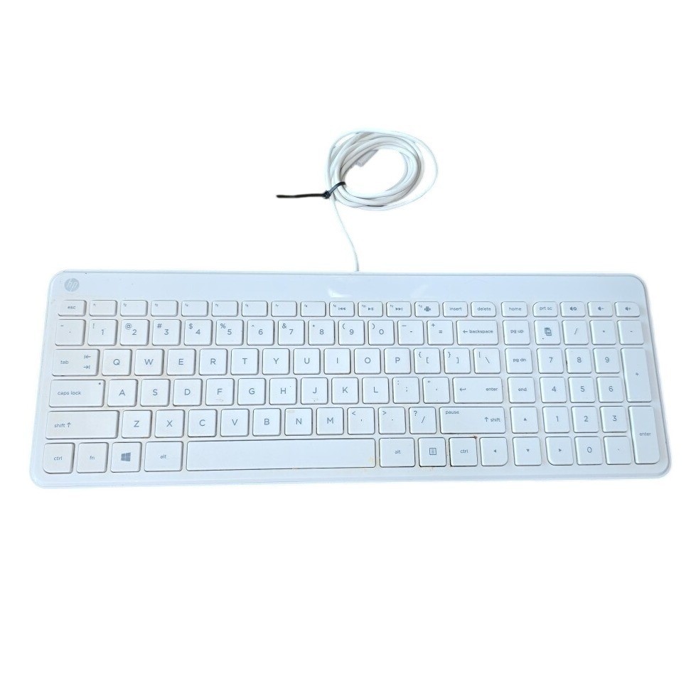 HP KBAH21 USB Wired Super Slim Thin White PC Keyboard Lightweight Z1