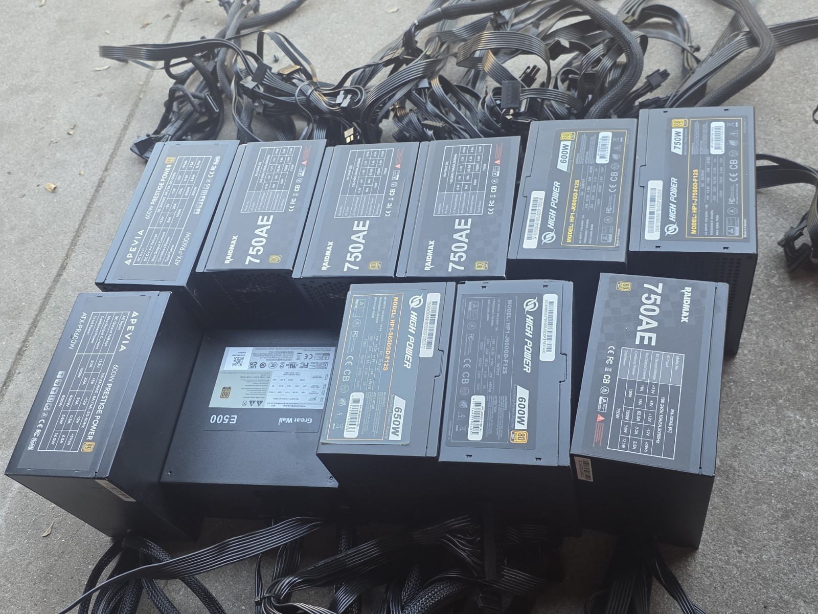 Lot Of 11 Atx Power Supply Desktop Gaming 500-750w W Cables