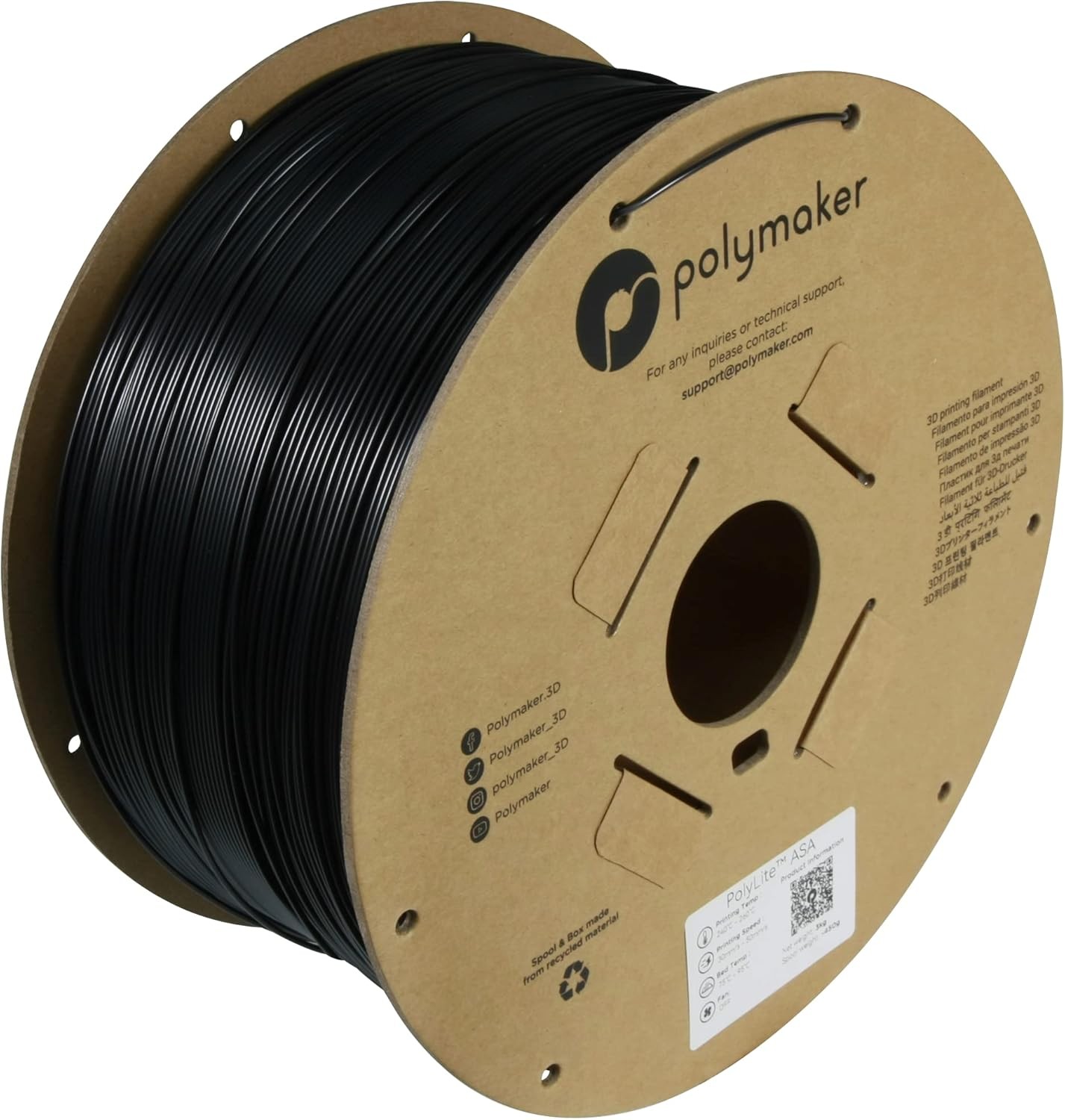 ASA Filament 1.75Mm Black, 3Kg ASA 3D Printing Filament, Heat & Weather Resistan