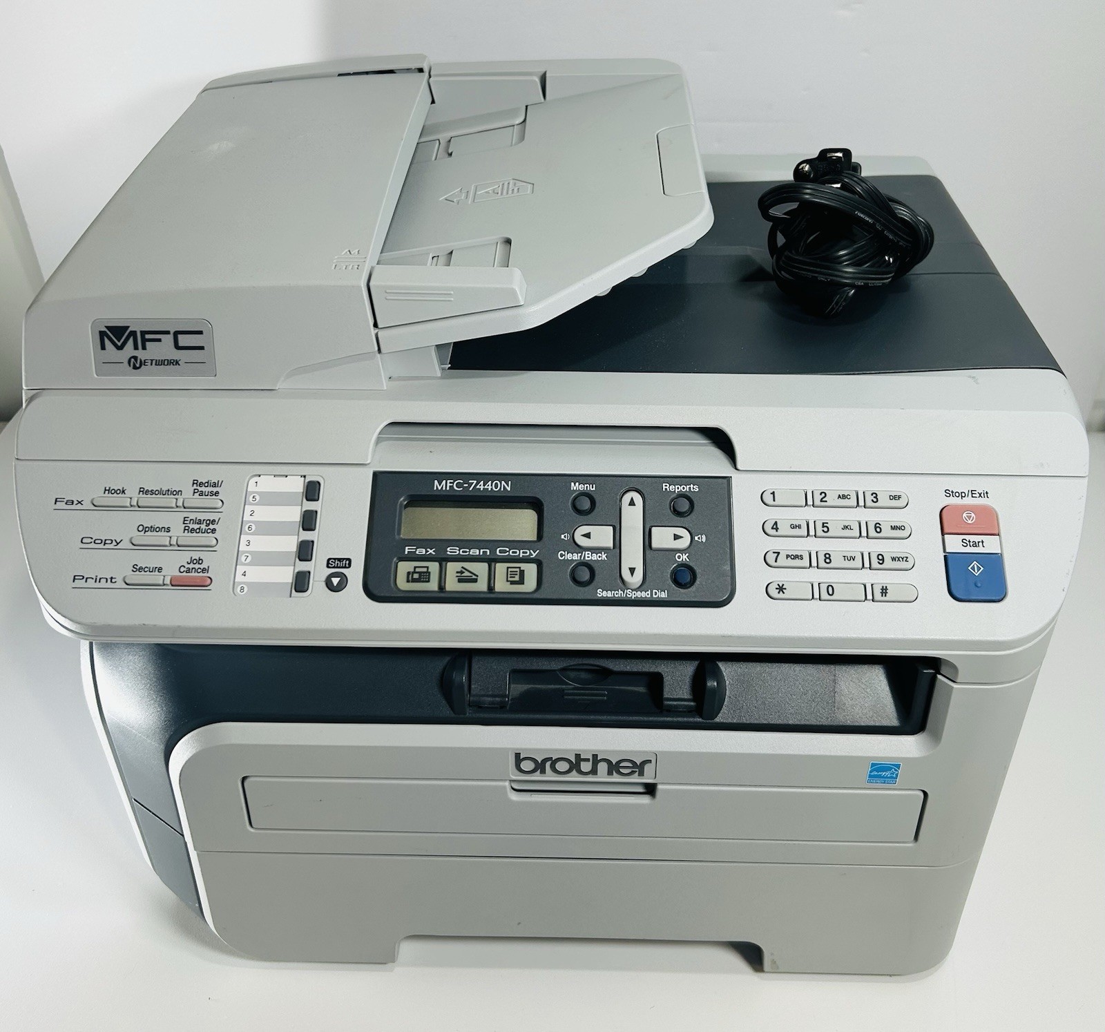 Brother MFC-7440N Laser All-In-One Printer Copier Scanner Fax Network W/toner
