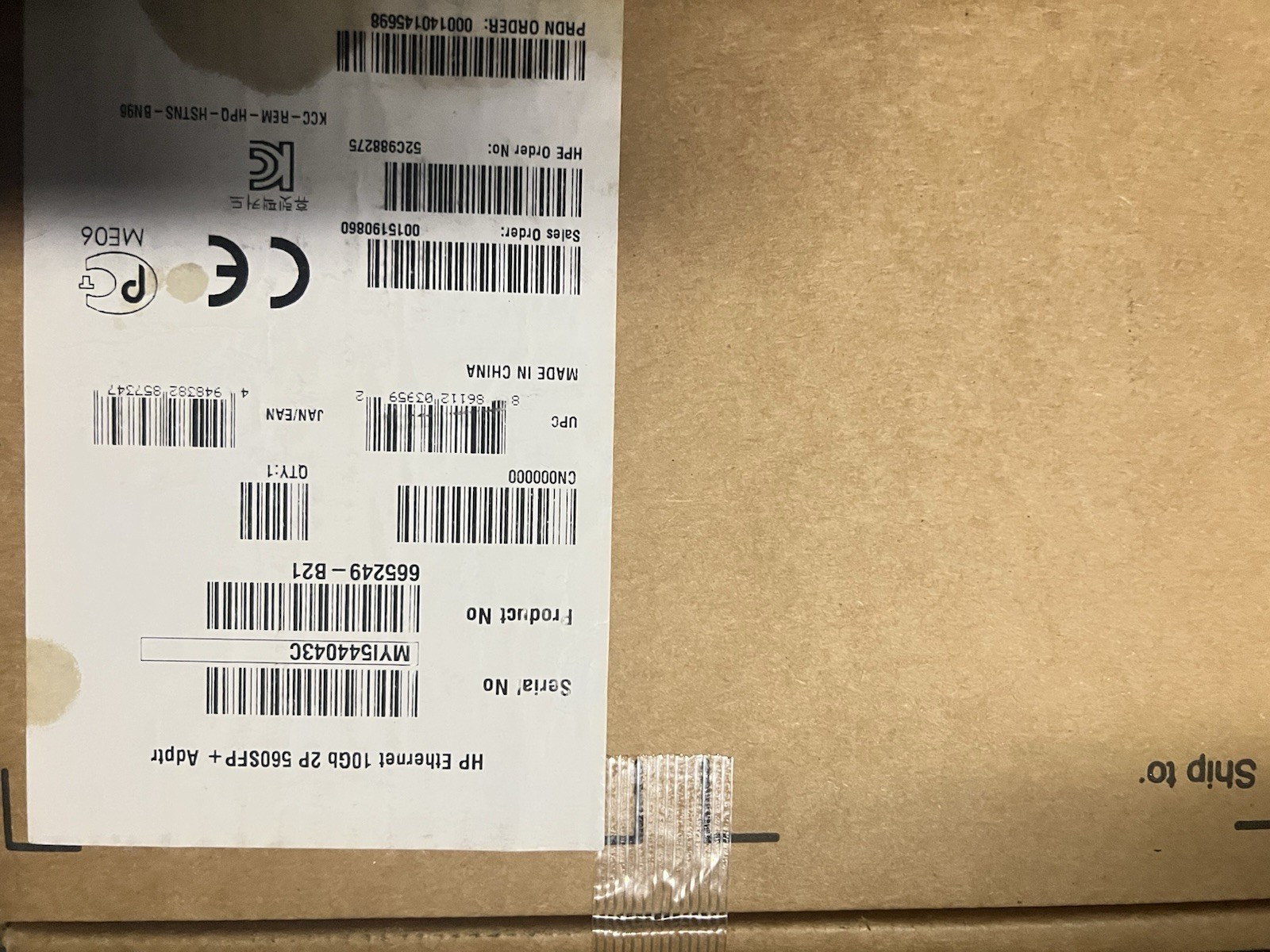 F/S 669279-001 665249-B21 665247-001 HP NC560SFP 10GB DUAL PORT ADAPTER CARD 