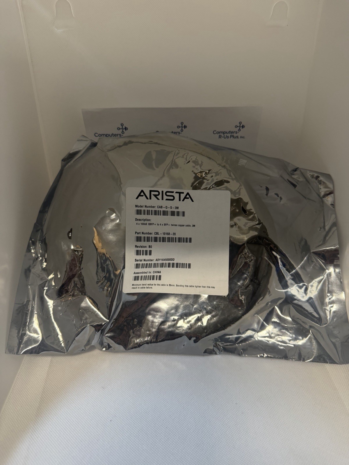 NEW Arista CAB-Q-S-3M 3 Meter 40Gbps QSFP+ to 4x10G SFP+ Twinax Copper Cable