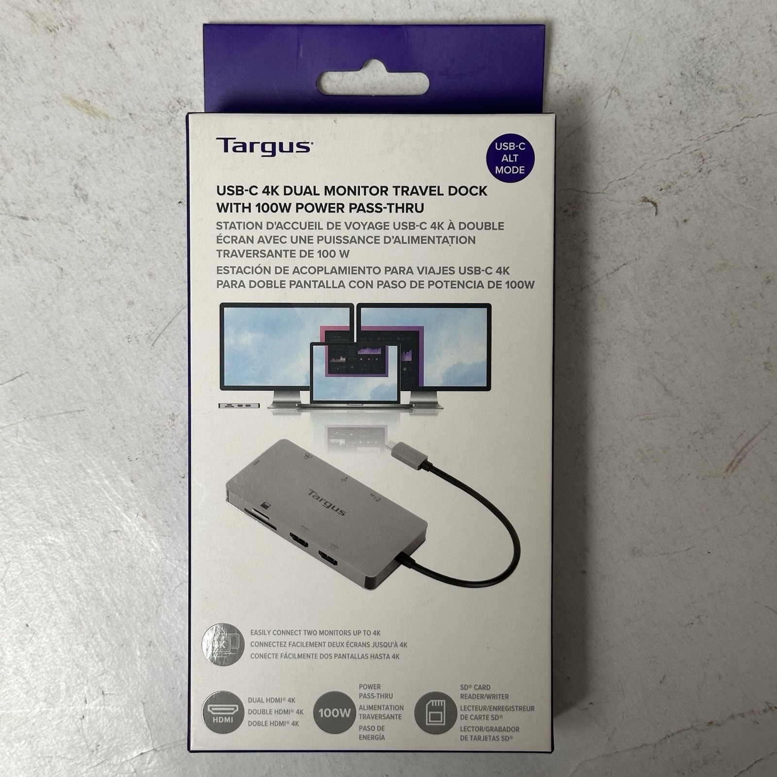 Tragus USB-C 4K Dual Monitor Travel Dock W 100W Power Pass-Thru - New