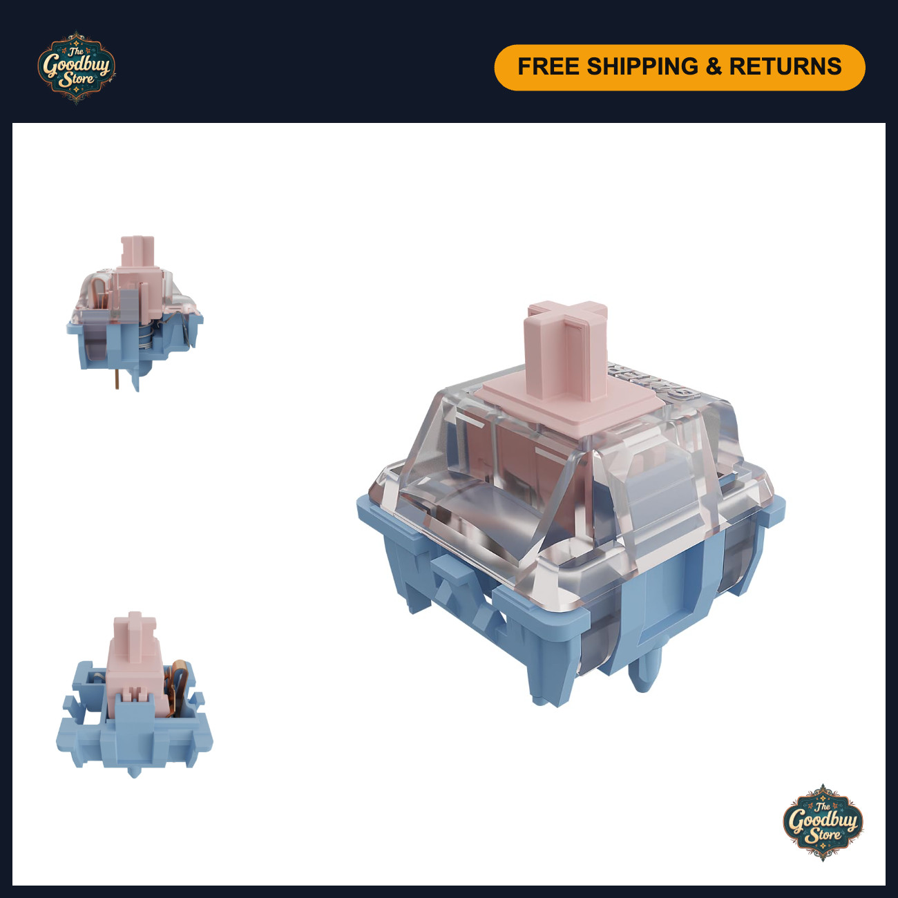 5 Pin Pre-Lubed Clicky Mechanical Keyboard Switches - Gateron Melodic (35 Pack)