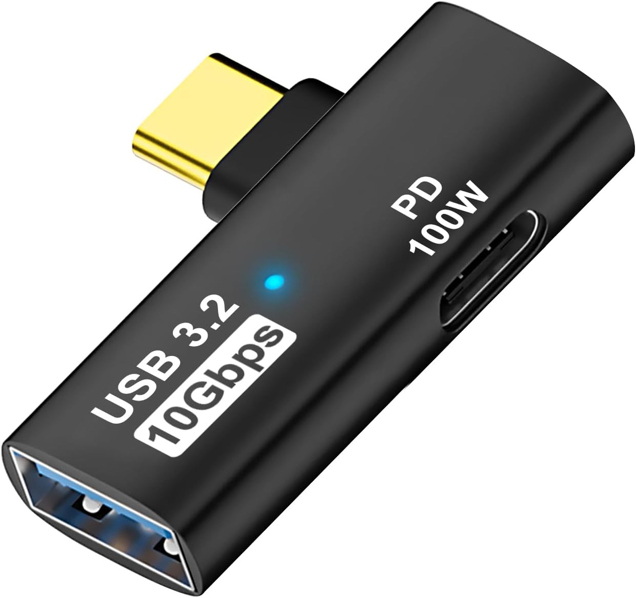 2-In-1 USB C to USB 3.2 Adapter with 100W Charging Port, Black |