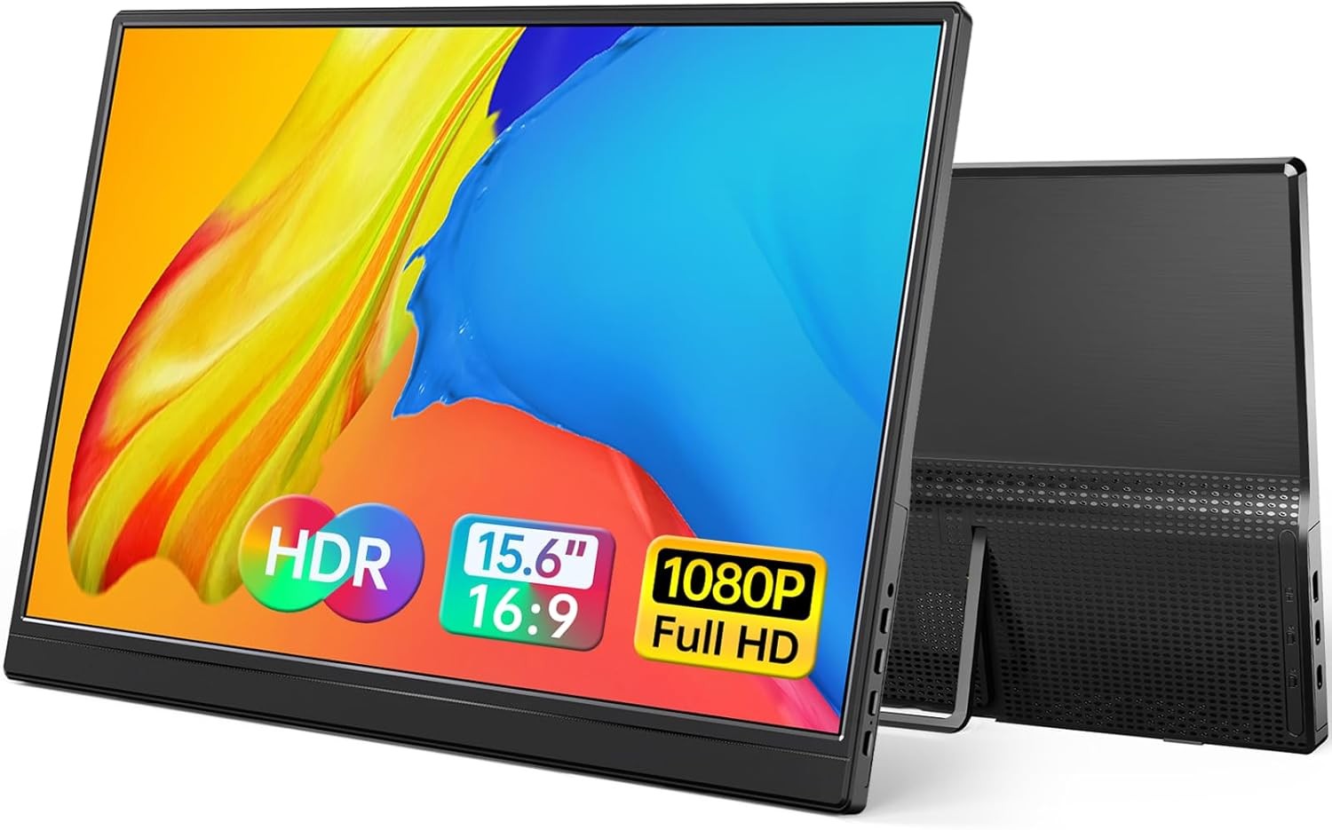 Portable Monitor 15.6 Inch 1080P 60Hz IPS HDR Ultra-Slim Travel Monitor with
