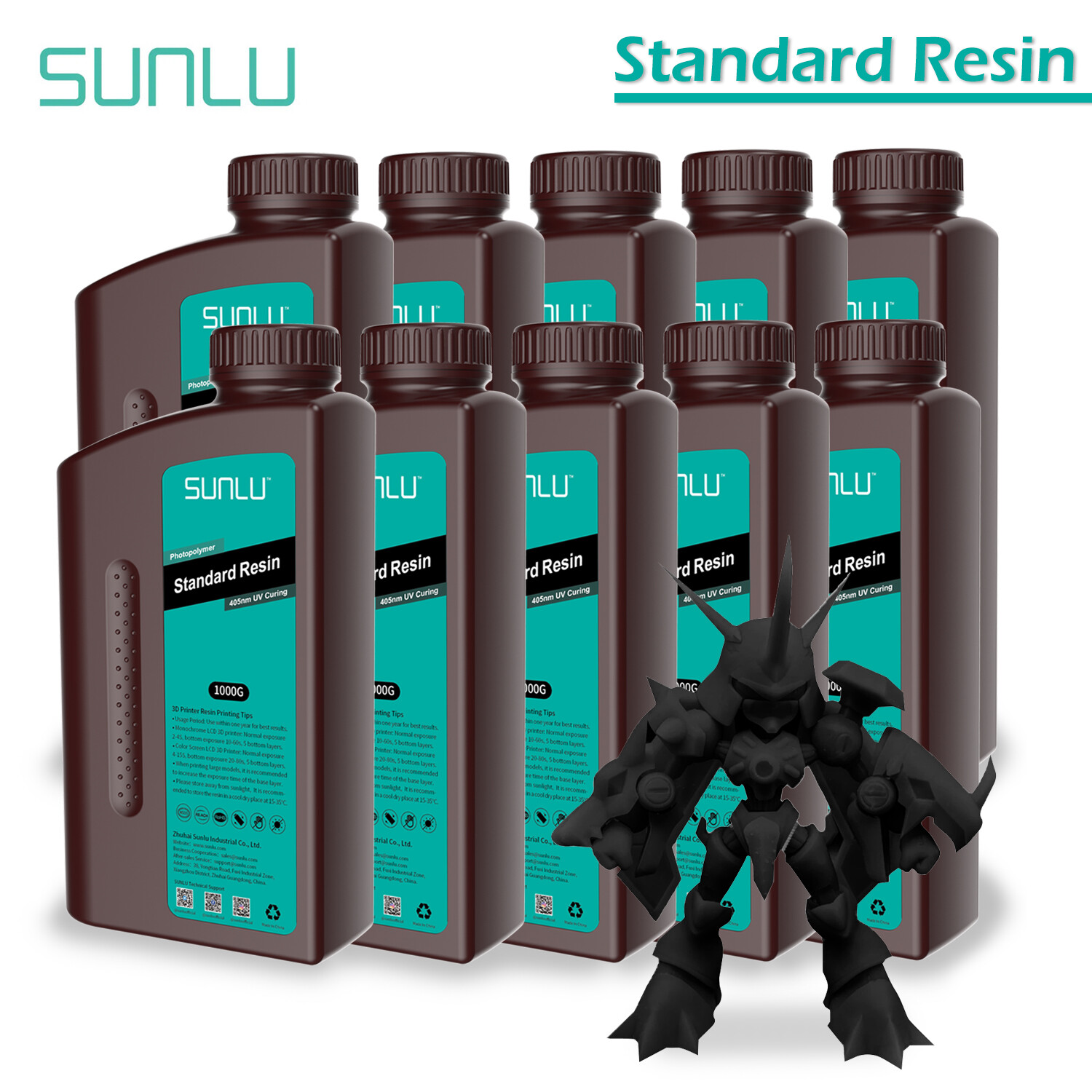 SUNLU 10KG 3D Printer Resin Standard 405nm Photopolymer Fast Curing for LCD/SLA