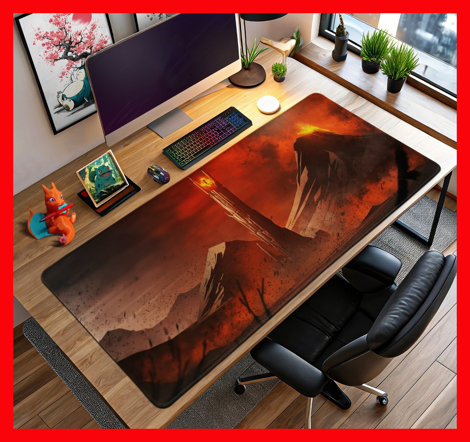 Lord of the Rings Mordor Desk Mat - Eye of Sauron and Mount Doom Gaming MousePad