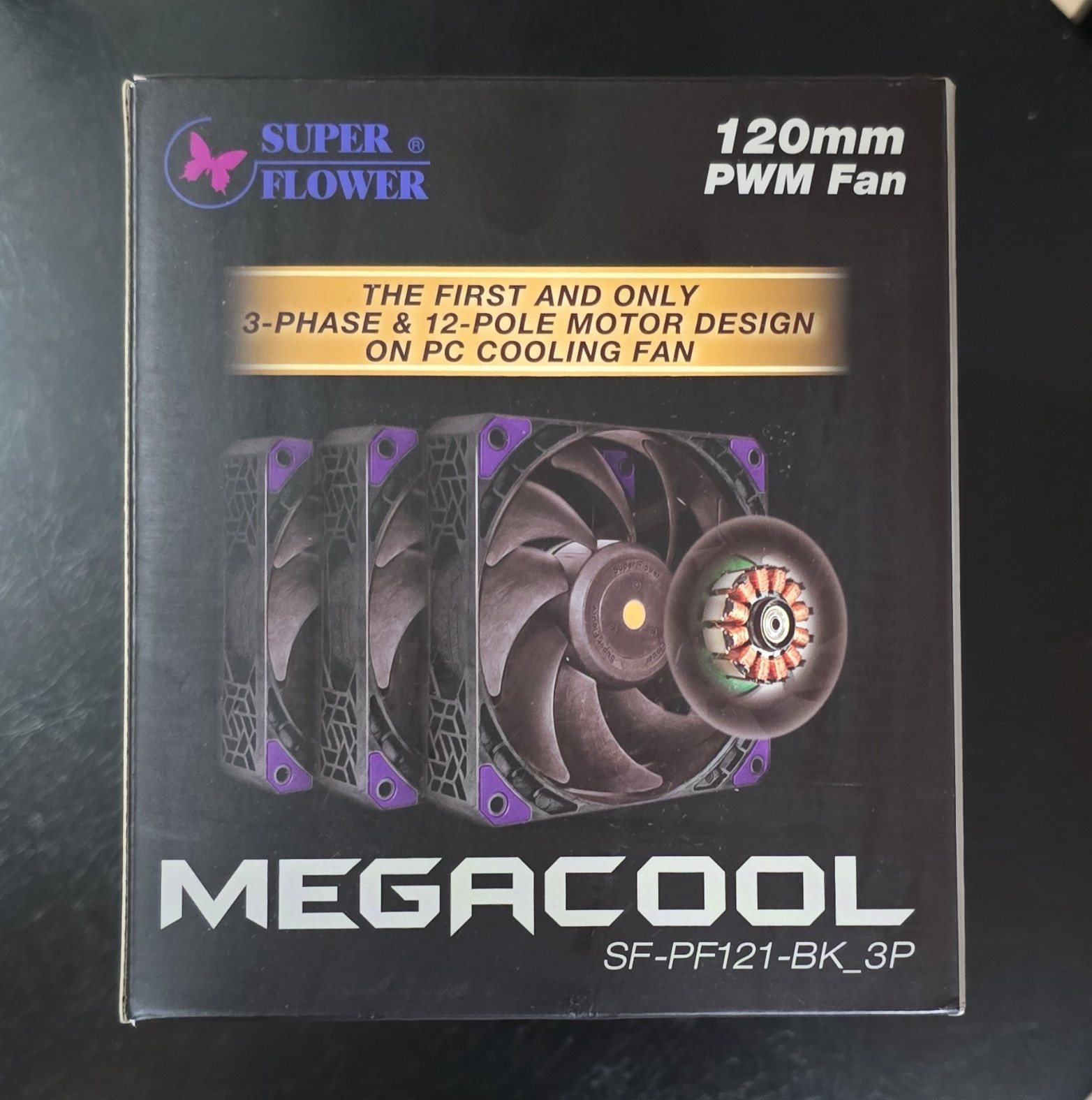 Super Flower MEGACOOL 120mm PWM 4-Pin Dual Ball 3300RPM 3-Pack SF-PF121-BK_3P