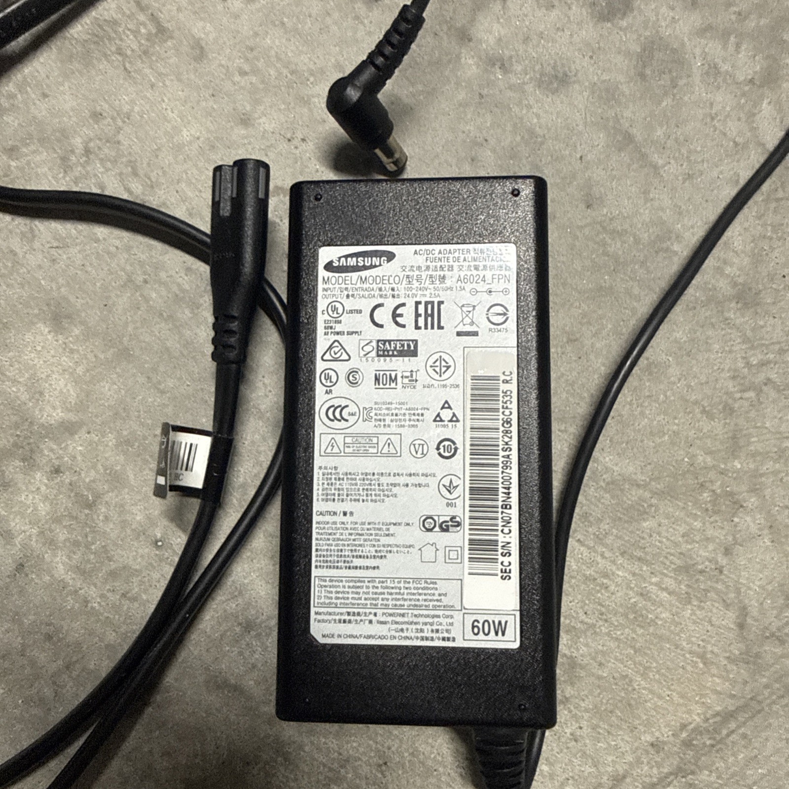 Genuine Samsung A6024_FPN 24V 2.5A 60W OEM Power Adapter Soundbar Monitor