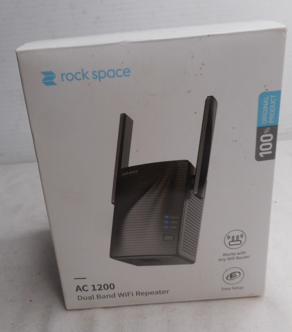 Rock Space RSD0608 AC1200 Wall Outlet Dual Band Wi-Fi Repeater/Extender - NEW