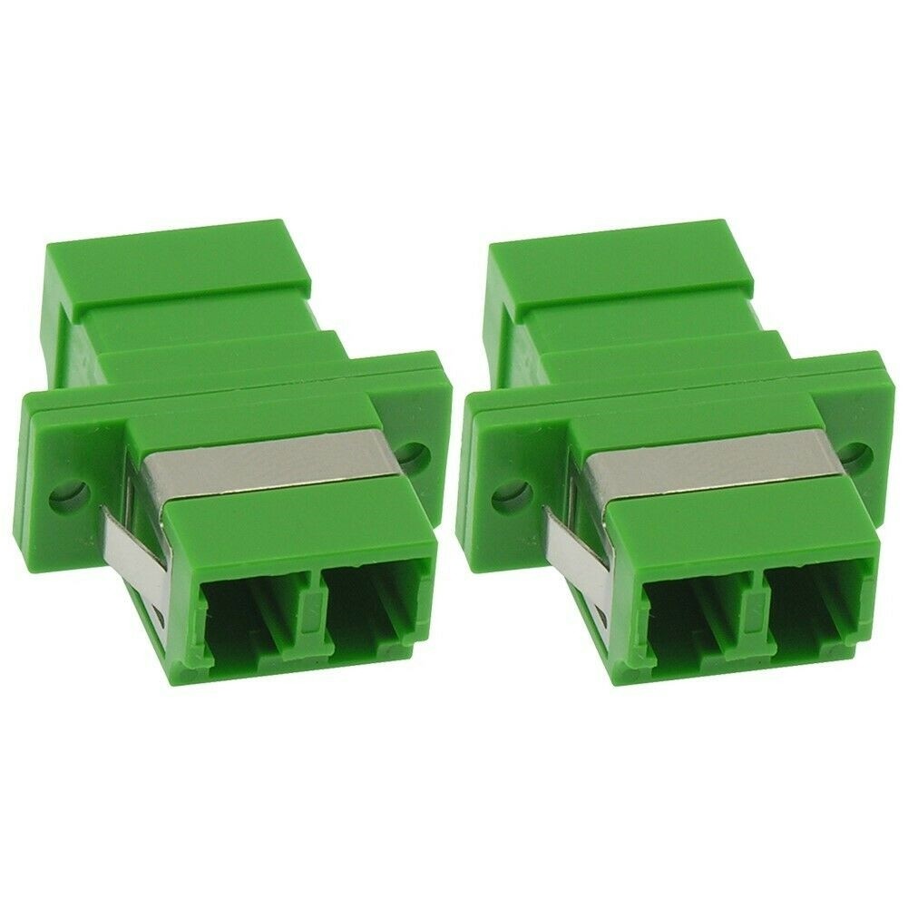 2x LC APC Duplex Singlemode Flange Fiber Optical Coupler Adapter Connector Green