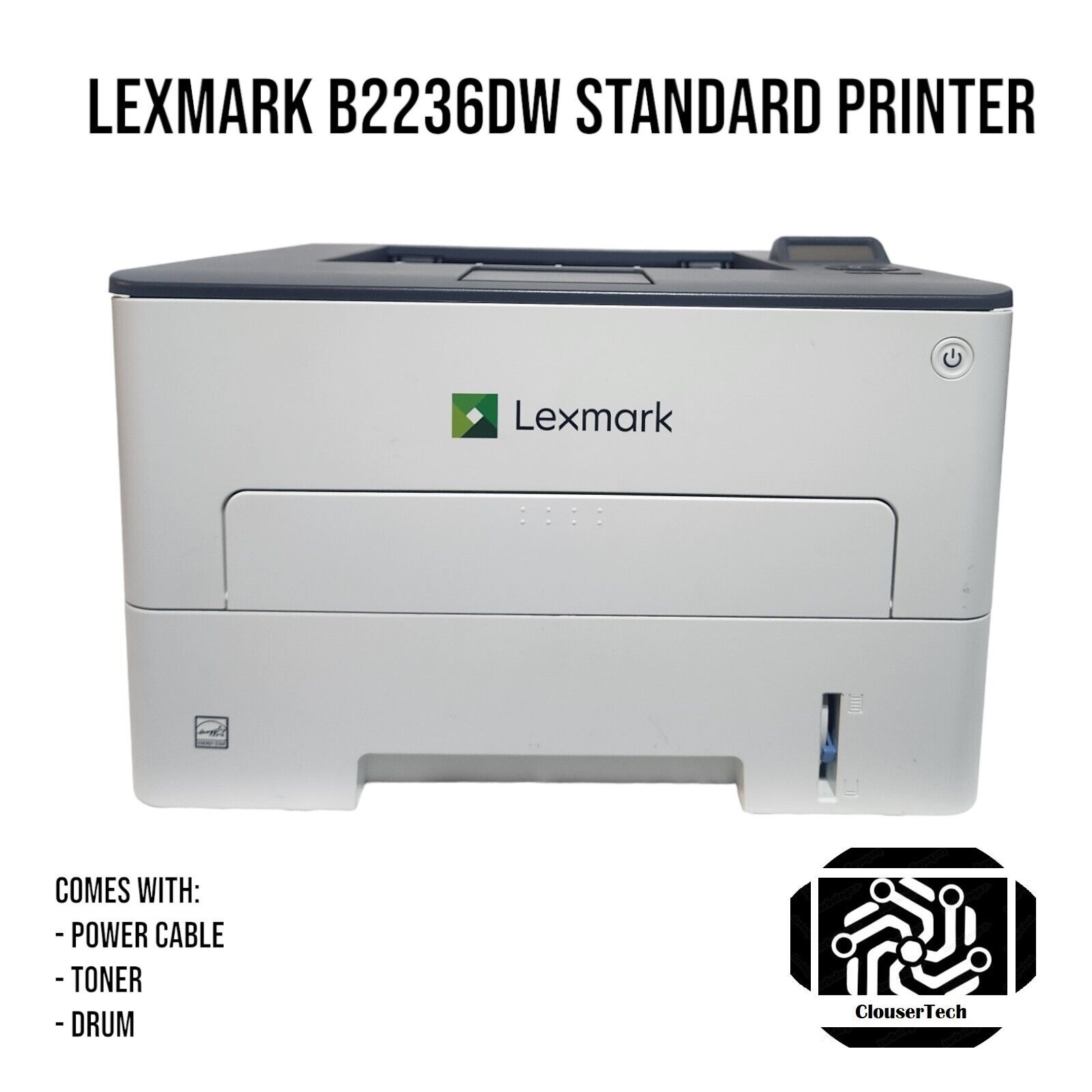 Lexmark B2236dw Black and White Laser Standard Printer | Power Cable - Drum |