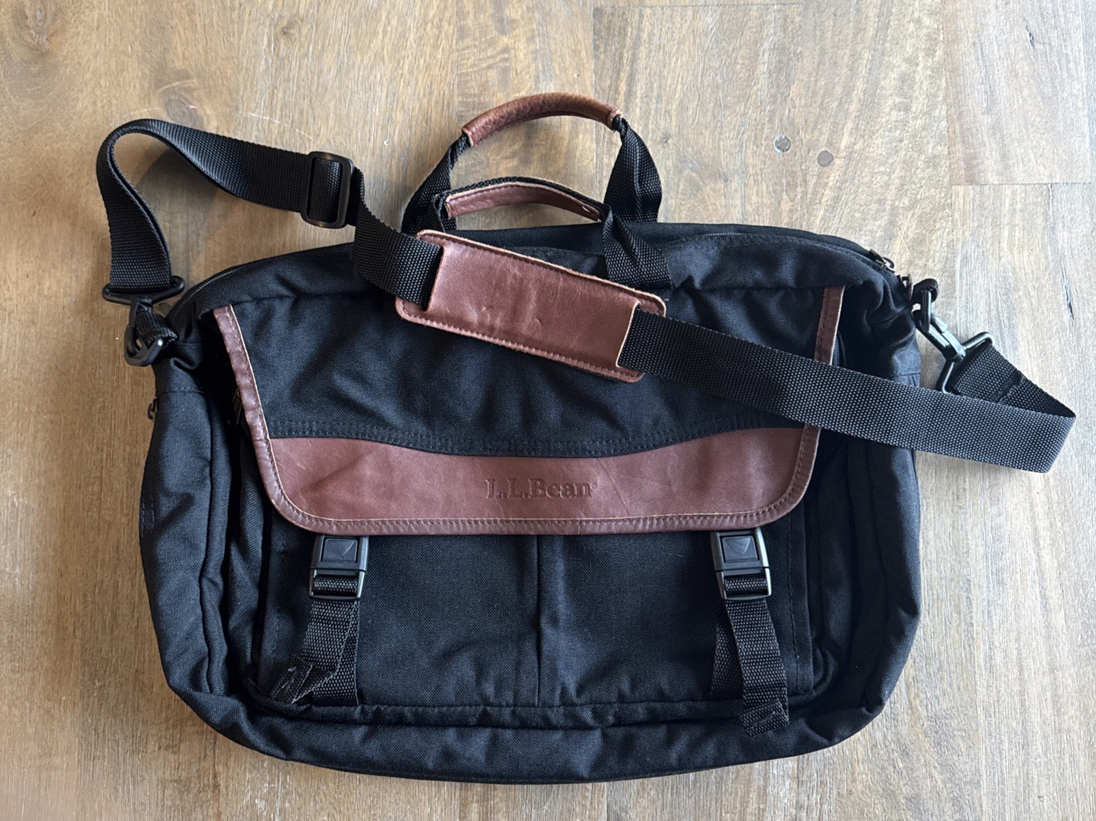 😎🛩️☕️Vintage LL Bean Canvas & Leather Laptop Bag Case With Strap And Handles