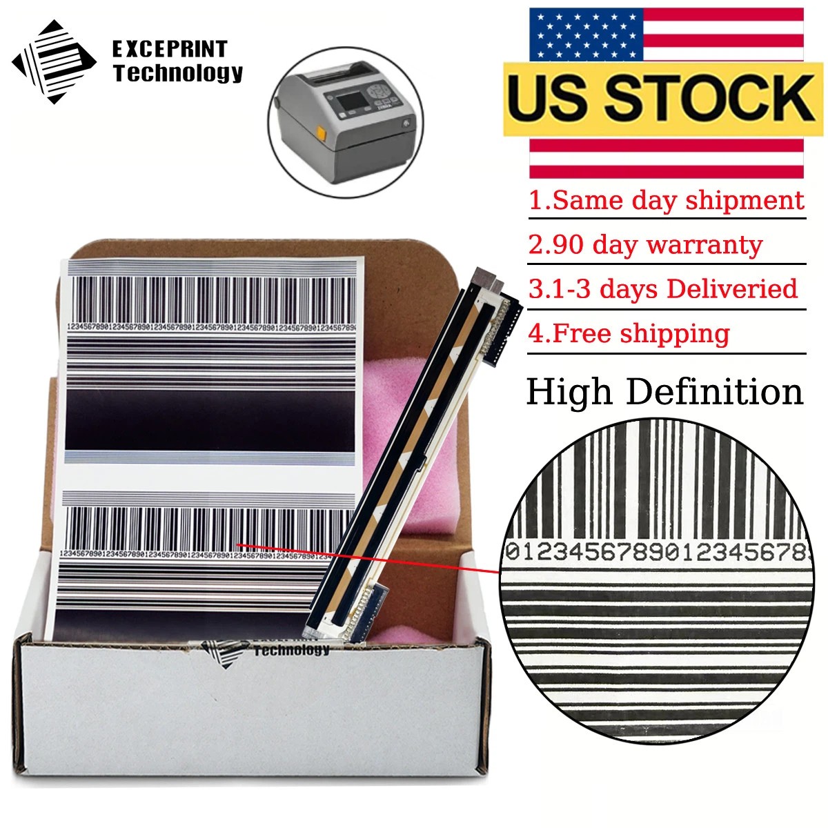 ✅ Printhead for Zebra ZD620D Printer 203dpi Part P1080383-415 USA STOCK ✅