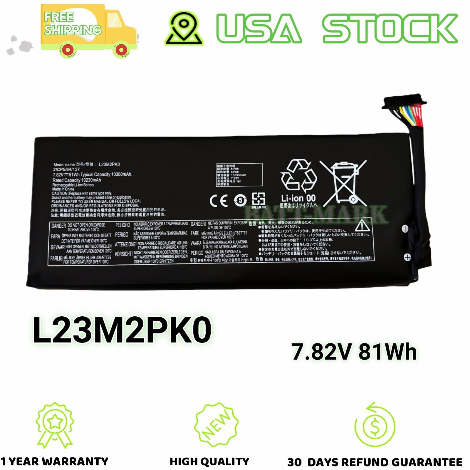 81Wh 7.82V New L23M2PK0 L23B2PK0 Battery For Legion Go 8APU1 Handheld PC