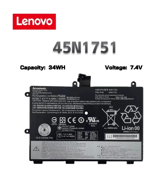 Original 34WH 45N1751 Battery For Lenovo ThinkPad Yoga 11E 45N1750 45N1751 US