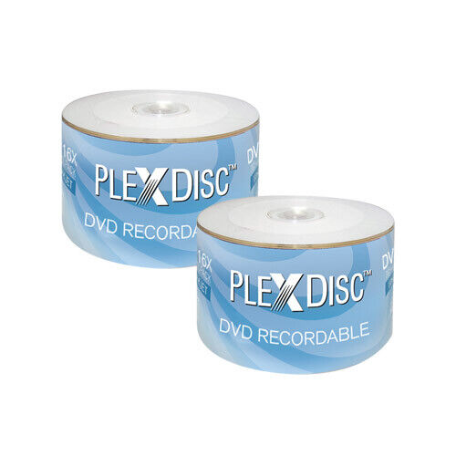 100 PC PlexDisc 16X 4.7 GB DVD-R White Inkjet Hub Printable Disc 632-210