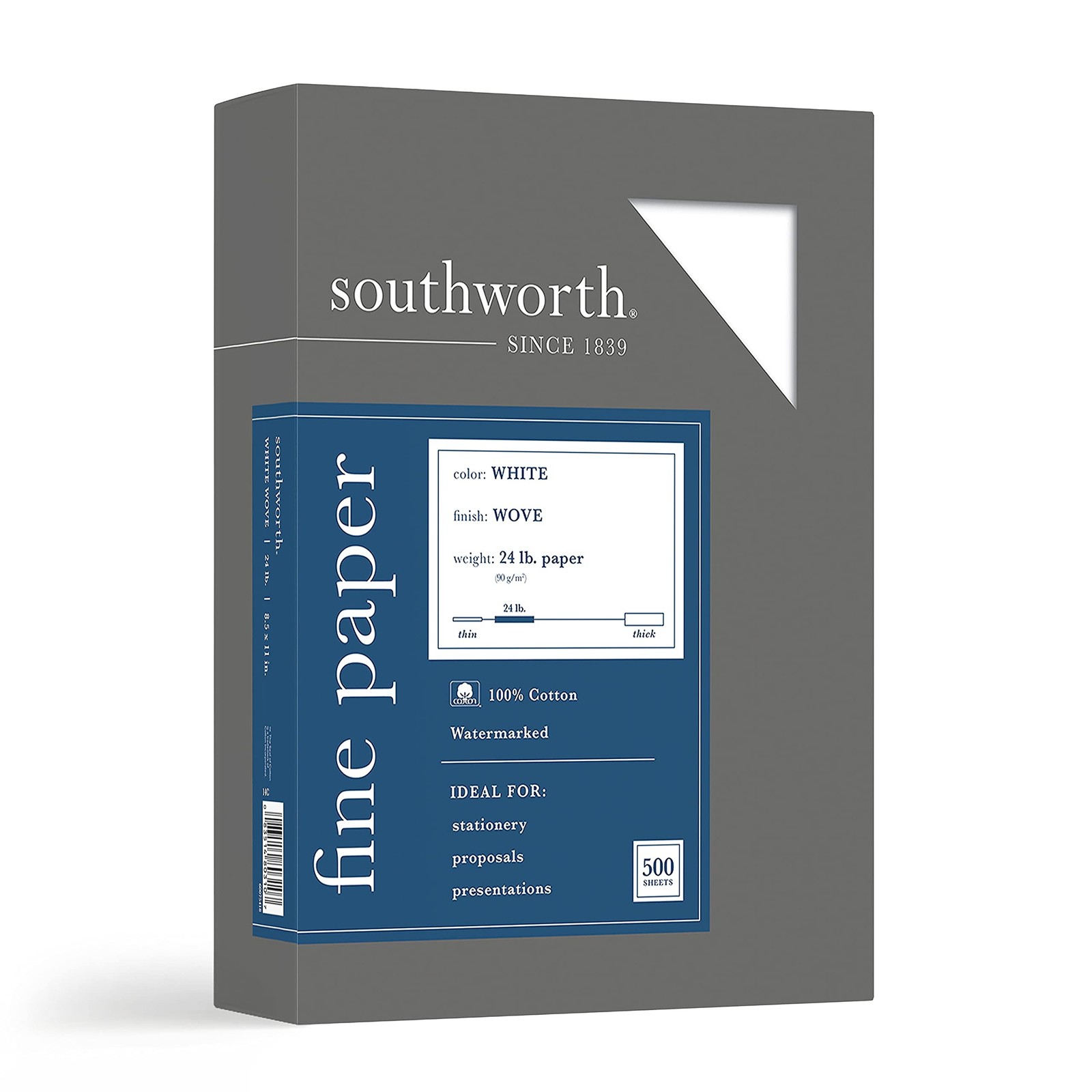 Southworth 100 Cotton Business Paper 8.5 x 11 Inches 500 Sheets White