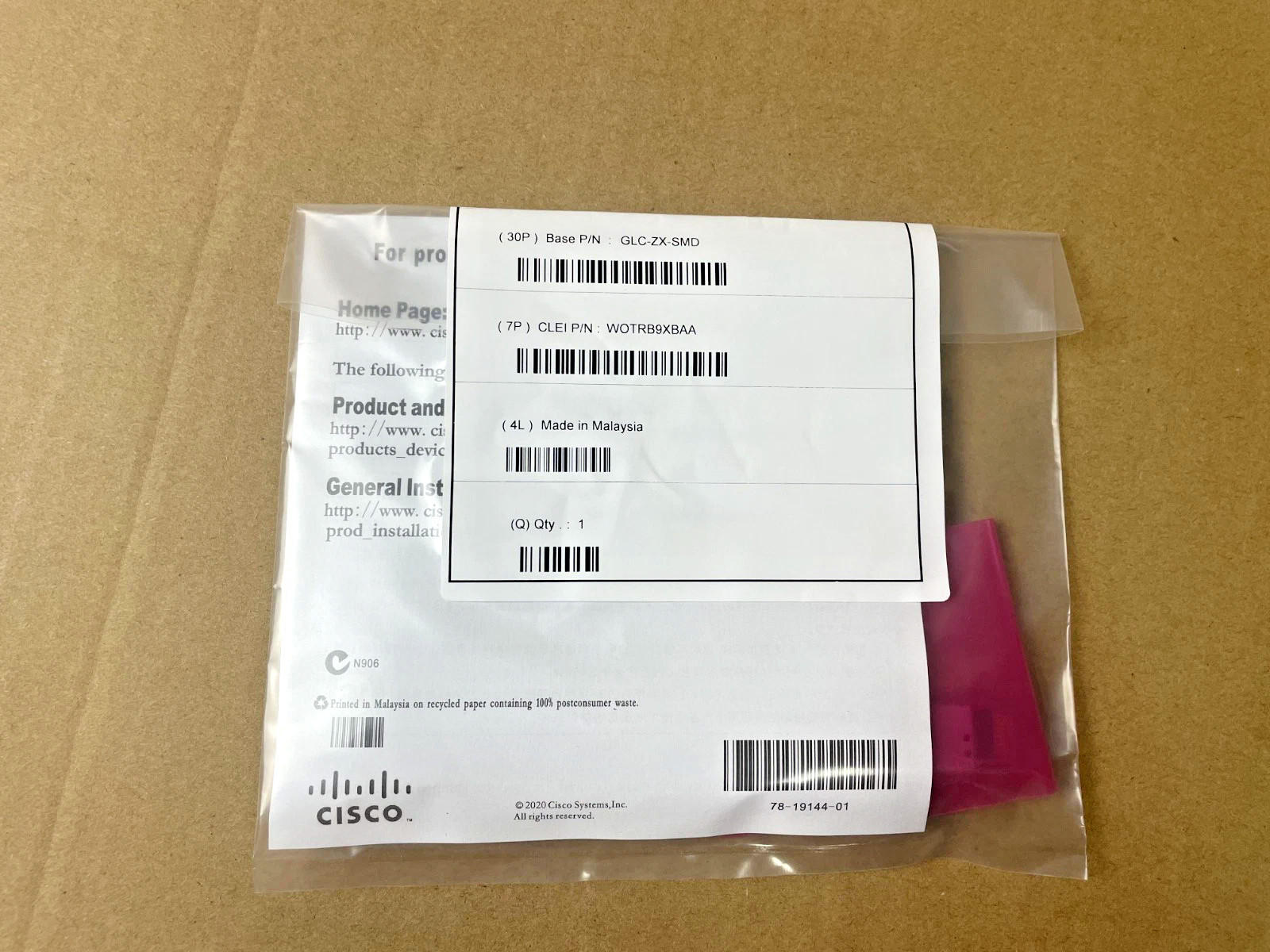 NEW Cisco GLC-ZX-SMD 1000BASE-ZXSFP, 1550nm, 80km, LC, SMF Transceiver Module