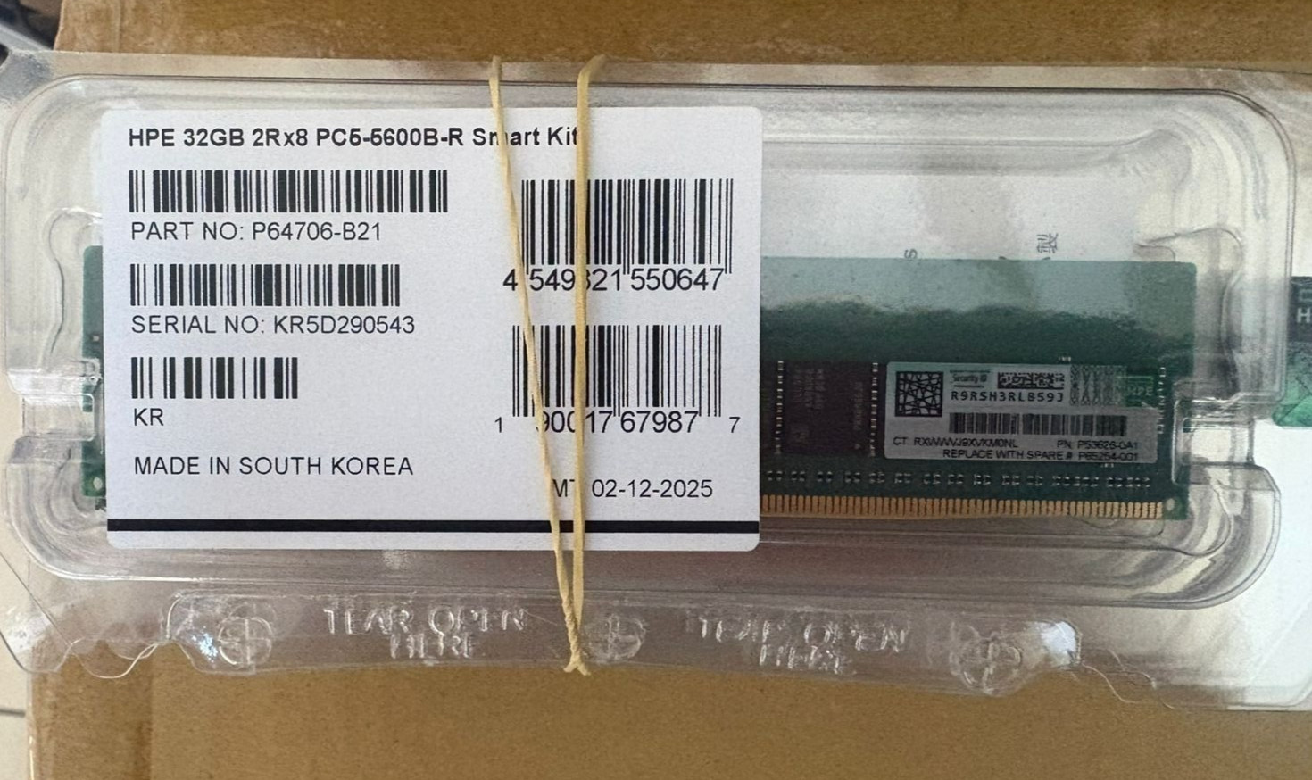 HPE 32GB 2Rx8 DDR5 PC5-5600 EC8 RDIMM DL380 Gen11 Memory P64706-B21 P53626-0AE 