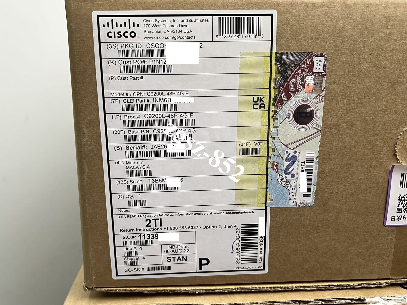 New Cisco C9200L-48P-4G-E 9200L 48 Port PoE+ Network Switch FedEx or DHL
