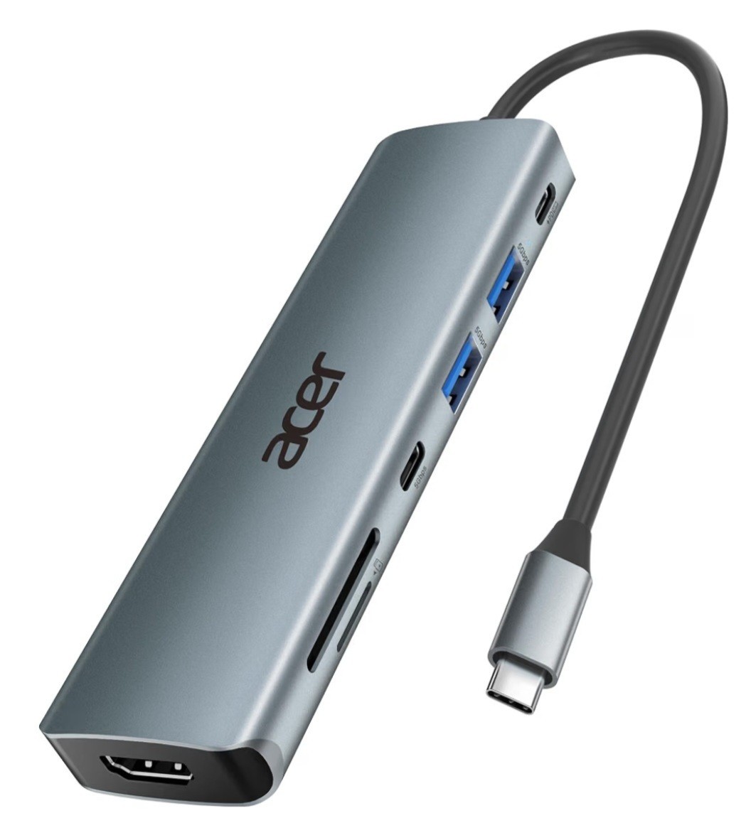 Acer USB C Hub, 7 in 1 Multi-Port Adapter for Laptop/Mac Type C Devices