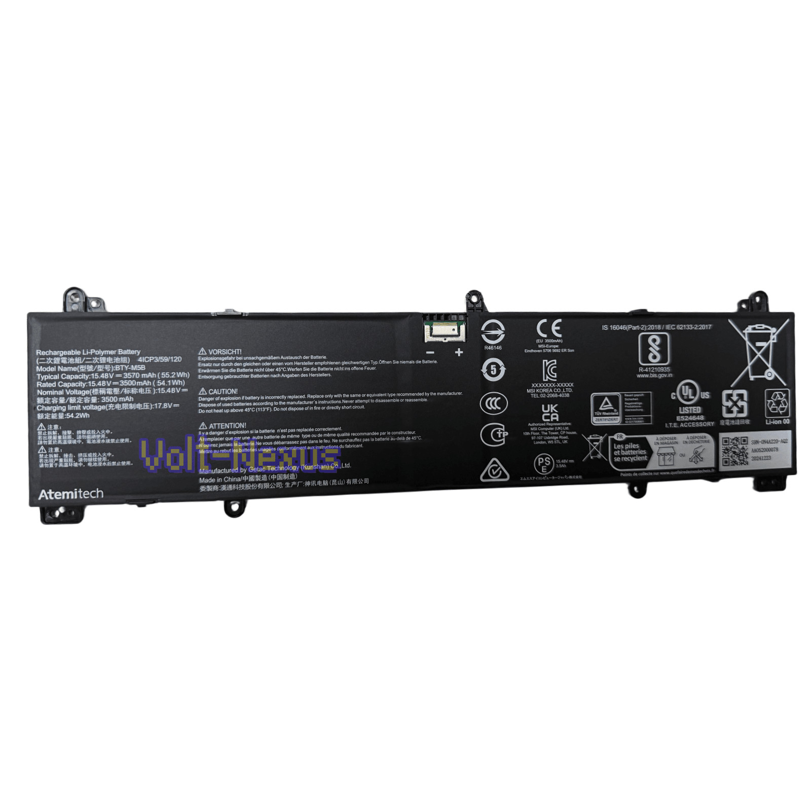 15.48V 54.1Wh BTY-M5B Genuine Li-Polymer Battery for MSI Venture 16 AI A2HMTG