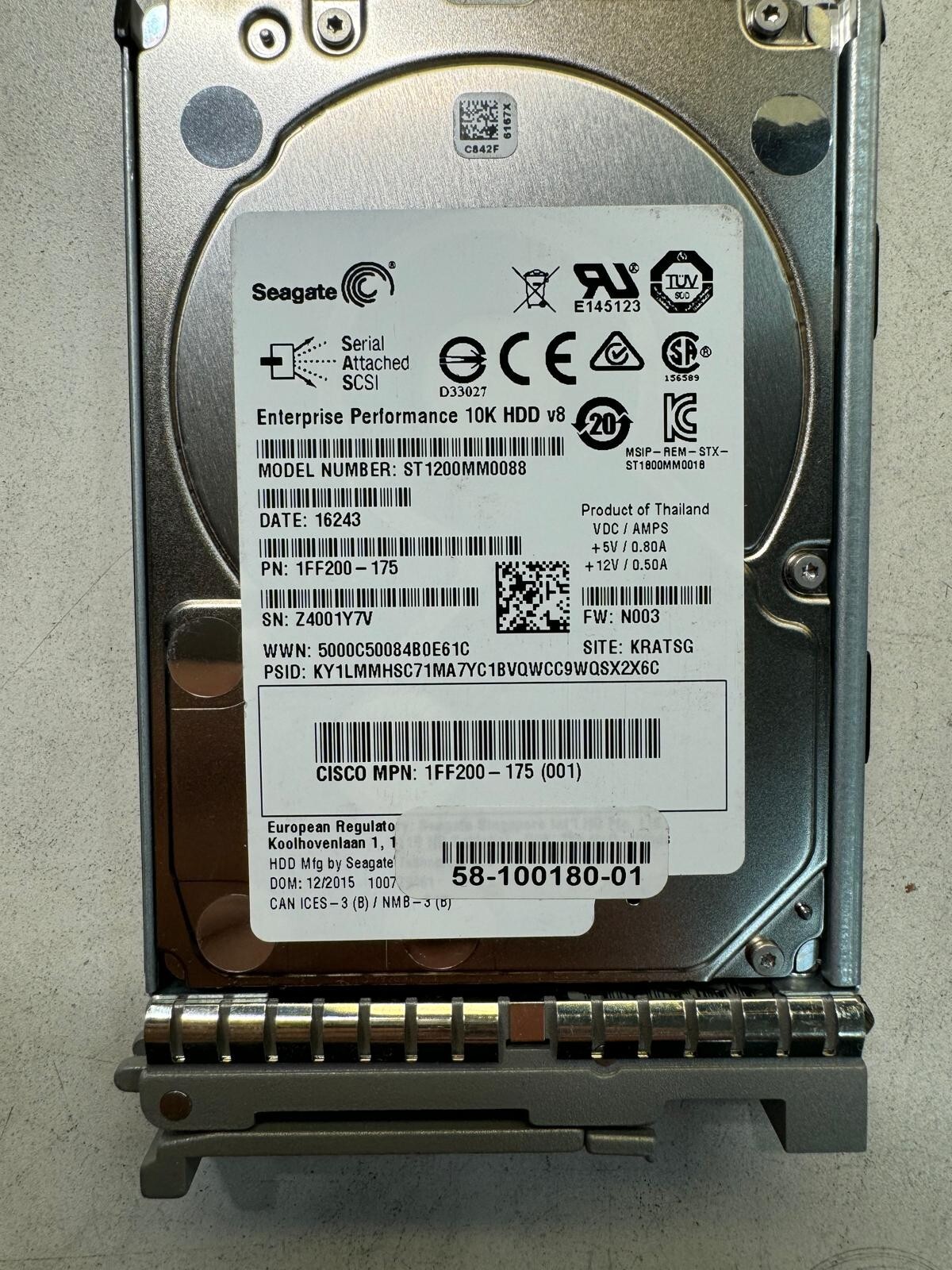 UCS-HD12TB10K12G ST1200MM0088 CISCO 1.2TB 10K 12Gb/s SFF 2.5" SAS Hard Drive HDD