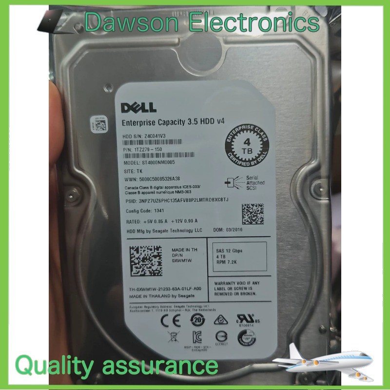 New Dell 0XWM1W XWM1W ST4000NM0005 4TB 7.2K 128MB SAS 3.5" HDD Hard Drive