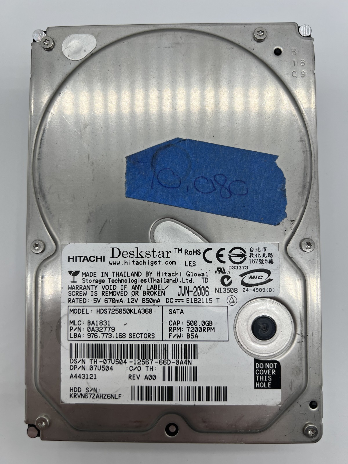 Hitachi Deskstar HDS725050KLA360 500GB 3.5" SATA HDD 7200RPM Tested Drive