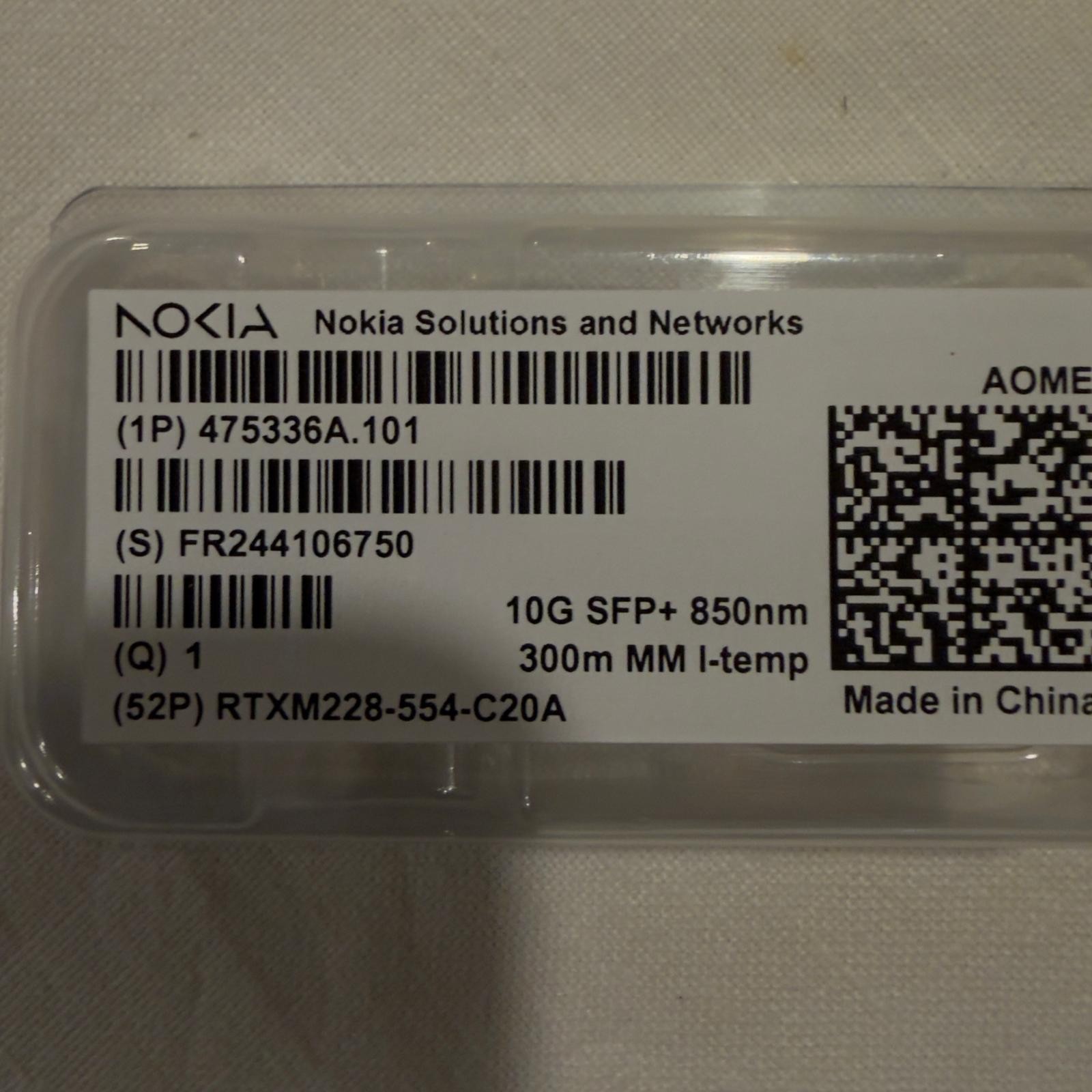 NOKIA AOME 10G SFP+850nm 300m MM I-temp 475336A.101  LC duplex
