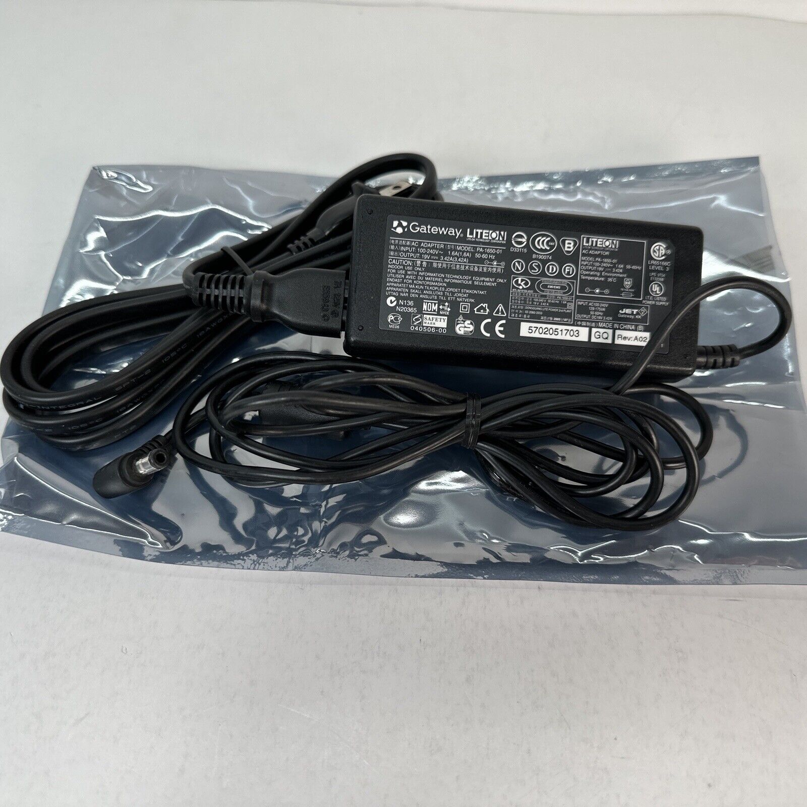 Gateway Liteon Laptop Charger AC Adapter Power Supply PA-1650-01 19V 3.42A 65W