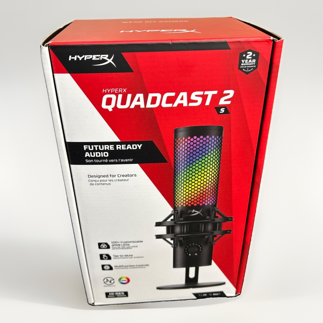 New HyperX QuadCast 2 S USB Microphone w/RGB Lighting, Streaming Podcasting